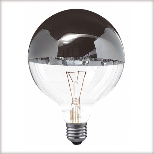 Kopspiegellamp Zilver Globe G120 60w E27
