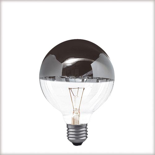 Kopspiegellamp Zilver Globe G95 60w E27